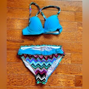 Vibrant Blue Zigzag Bikini Set